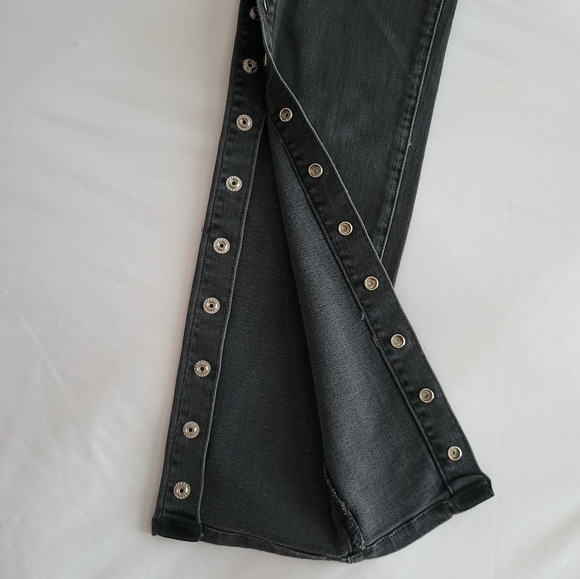 DTLA Dark Gray Y2K Silver Stud Button Skinny Jeans - Picture 6 of 14